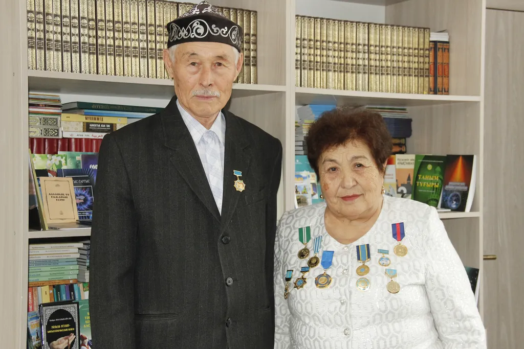 Tuyak Kazkenovna Eskozhina with her husband Anuarbek Seytovich Baysarin
